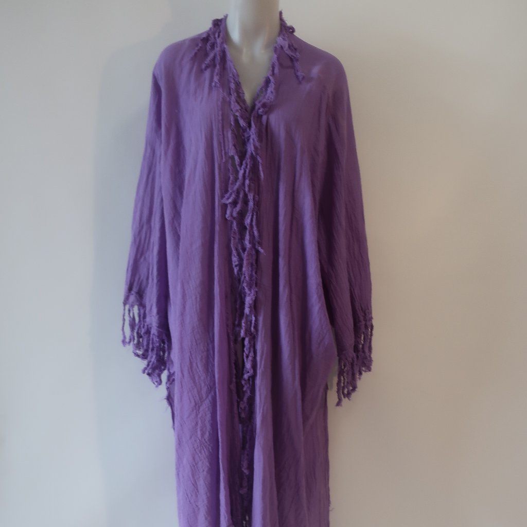 Nwt Womens La Strega Maldives (Item-126) Lilac Fringe Kimono Tunic Cardigan Os